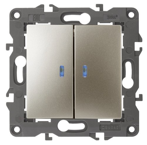 Выключатель с подсветкой без рамки Эра Elegance 2-кл. шампань картинка